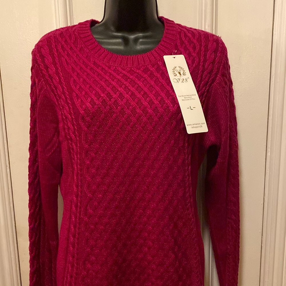 V28 Brand Raspberry Colored Long Sleeve Sweater